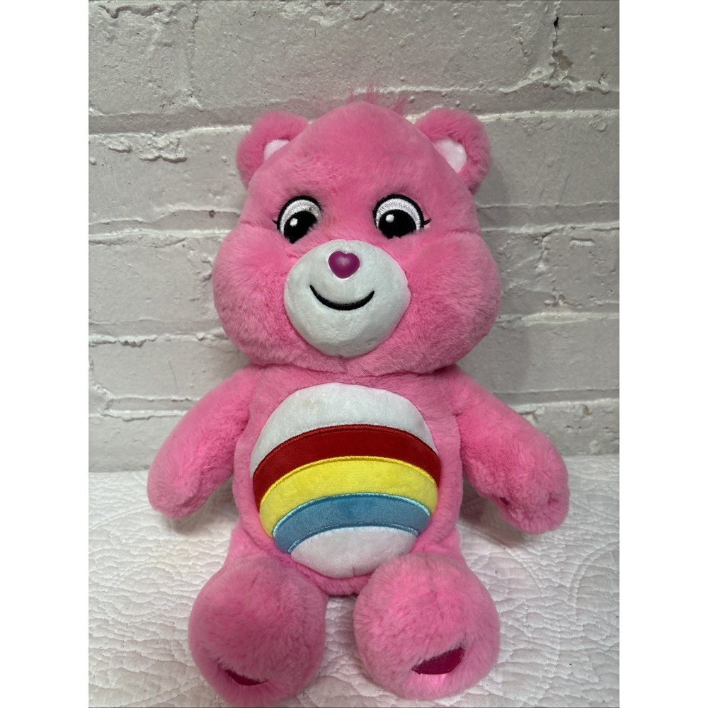 2020 PINK‎ CARE BEARS CHEER BEAR 14" RAINBOW BELLY PLUSH TOY BY BASIC FUN INC.
